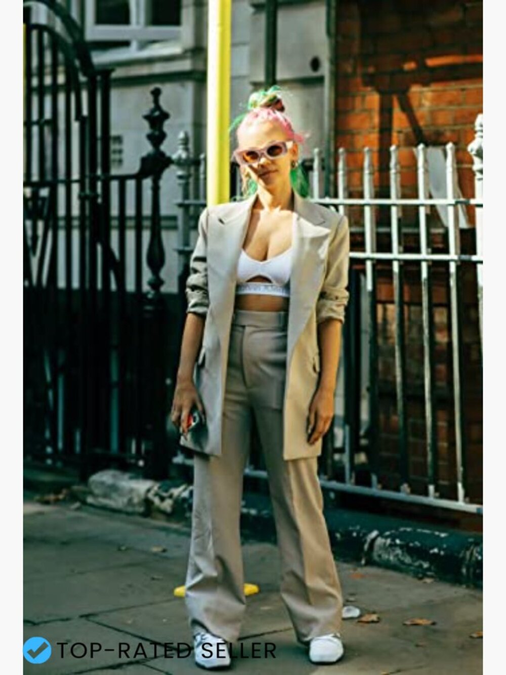 Oversized Blazer Suit Jacket Long Sleeve Lapel Button Work Office Chic - Picture 4 of 7